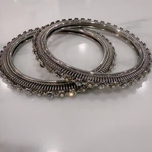 Silver Antique Bangles 
Set of 2